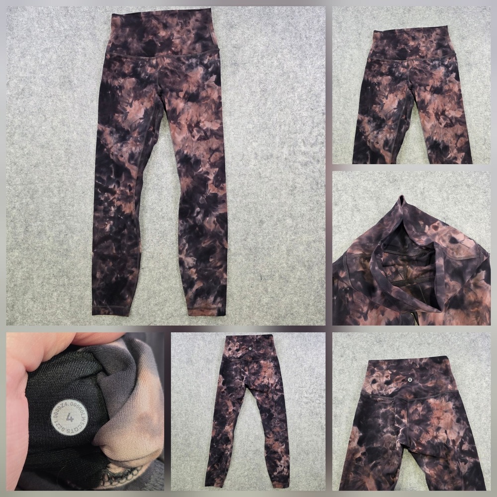 Lululemon Align Pant Leggings Women 4 Brown Ankle High Rise Diamond Tie Dye Yoga